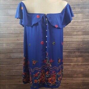 ON THE ROAD Anthro Floral Off Shoulder Dress size M NWT